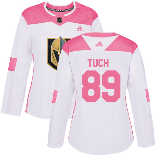 Adidas Golden Knights #89 Alex Tuch White/Pink Authentic Fashion Women's Stitched NHL Jersey - Click Image to Close